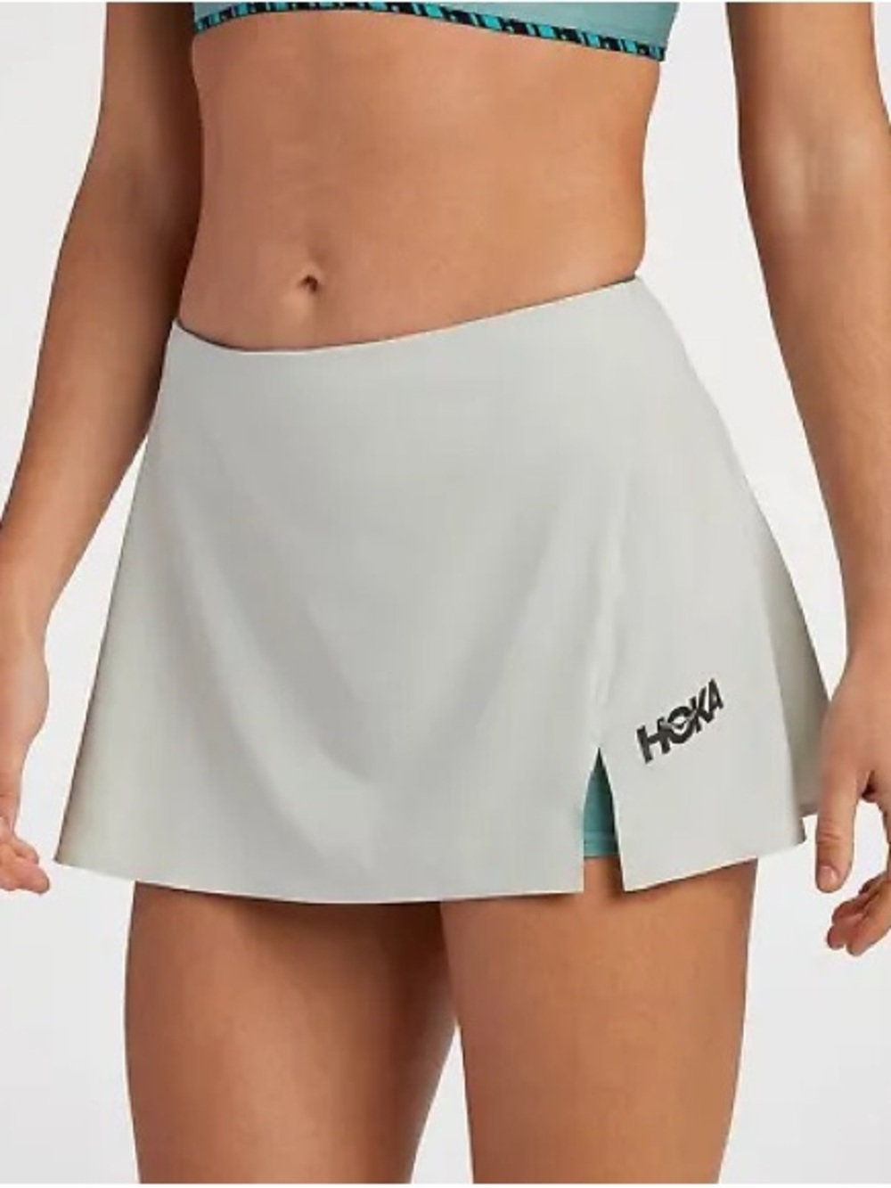 Hoka Sky Skorts Light Sage Green and Cream Running Skort